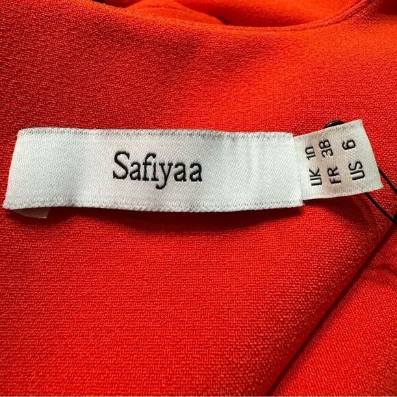 Safiyaa Peplum Blouse Size 6 Orange Asymmetrical‎ Hem V-Neck - Picture 9 of 14
